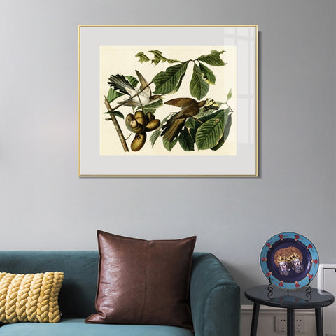 INVIN ART Metal Framed Canvas Giclee Print Yellow-billed_Cuckoo by John James Audubon Wall Art Living Room Home Office Decorations