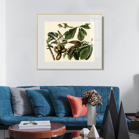 INVIN ART Metal Framed Canvas Giclee Print Yellow-billed_Cuckoo by John James Audubon Wall Art Living Room Home Office Decorations