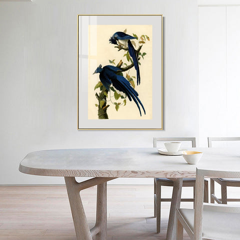 INVIN ART Metal Framed Canvas Giclee Print Columbia Jay by John James Audubon Wall Art Living Room Home Office Decorations