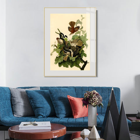 INVIN ART Metal Framed Canvas Giclee Print Ferruginous Thrush by John James Audubon Wall Art Living Room Home Office Decorations