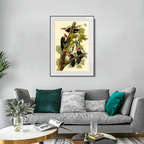 INVIN ART Metal Framed Canvas Giclee Print Pileated Woodpecker by John James Audubon Wall Art Living Room Home Office Decorations