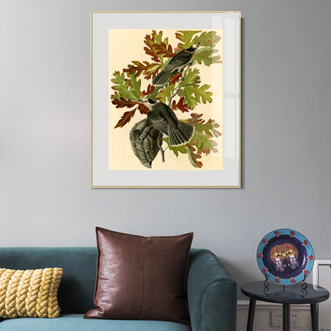 INVIN ART Metal Framed Canvas Giclee Print Canada Jay by John James Audubon Wall Art Living Room Home Office Decorations