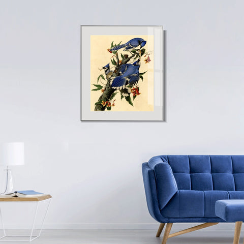INVIN ART Metal Framed Canvas Giclee Print Blue Jay by John James Audubon Wall Art Living Room Home Office Decorations