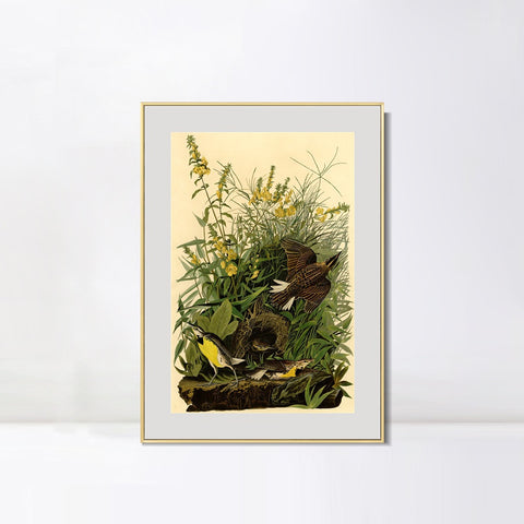 INVIN ART Metal Framed Canvas Giclee Print Meadow Lark by John James Audubon Wall Art Living Room Home Office Decorations