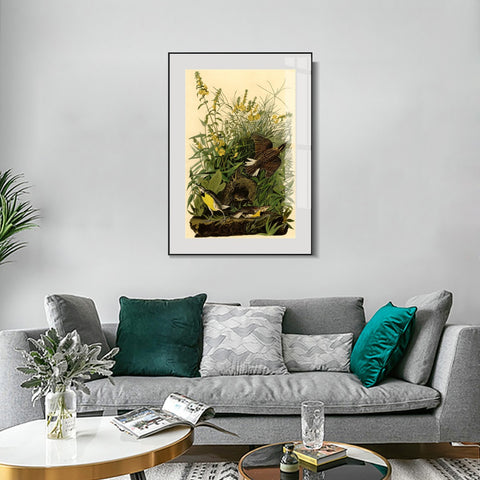 INVIN ART Metal Framed Canvas Giclee Print Meadow Lark by John James Audubon Wall Art Living Room Home Office Decorations