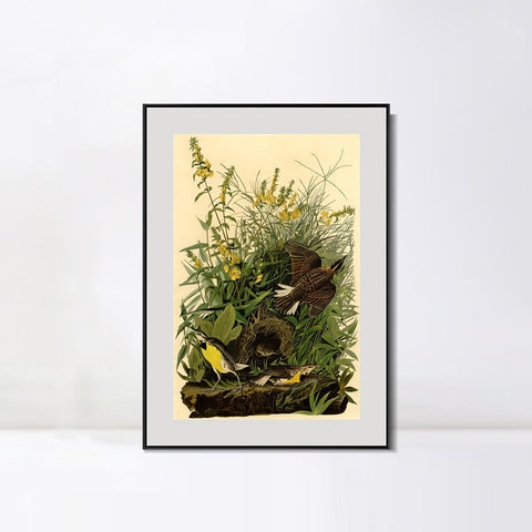 INVIN ART Metal Framed Canvas Giclee Print Meadow Lark by John James Audubon Wall Art Living Room Home Office Decorations
