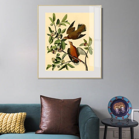 INVIN ART Metal Framed Canvas Giclee Print Zenaida Dove by John James Audubon Wall Art Living Room Home Office Decorations