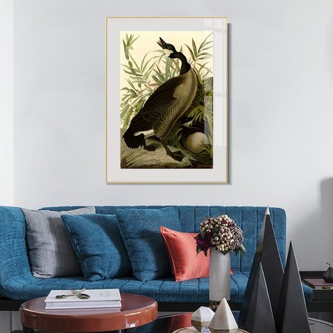 INVIN ART Metal Framed Canvas Giclee Print Canada Goose#40 by John James Audubon Wall Art Living Room Home Office Decorations