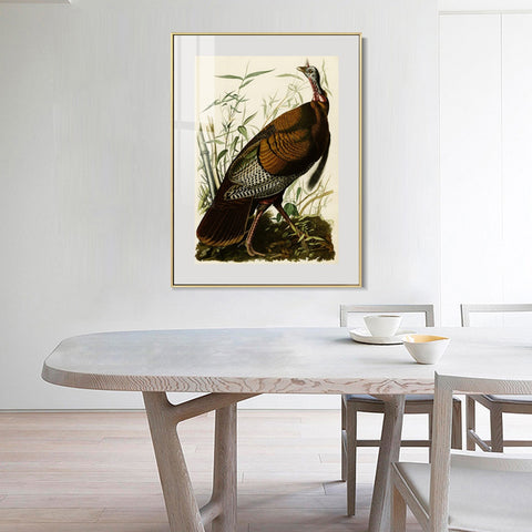 INVIN ART Metal Framed Canvas Giclee Print Wild Turkey by John James Audubon Wall Art Living Room Home Office Decorations