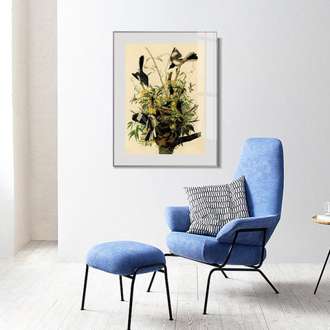 INVIN ART Metal Framed Canvas Giclee Print Mocking Bird by John James Audubon Wall Art Living Room Home Office Decorations