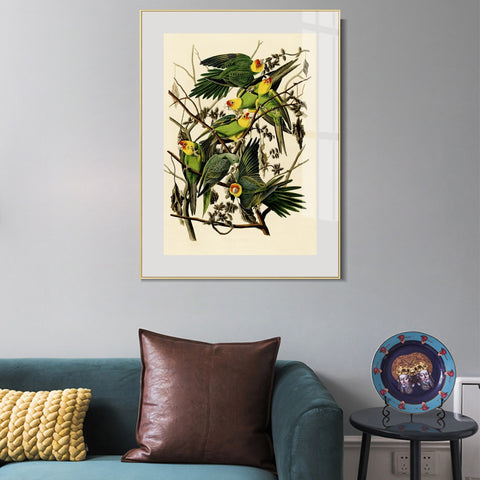 INVIN ART Metal Framed Canvas Giclee Print Carolina Parrot by John James Audubon Wall Art Living Room Home Office Decorations