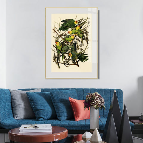 INVIN ART Metal Framed Canvas Giclee Print Carolina Parrot by John James Audubon Wall Art Living Room Home Office Decorations