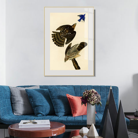 INVIN ART Metal Framed Canvas Giclee Print Stanley Hawk#45 by John James Audubon Wall Art Living Room Home Office Decorations