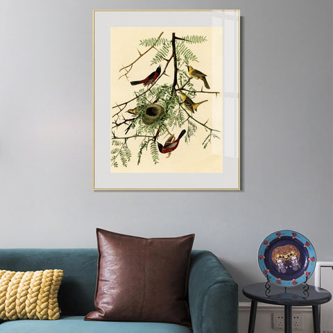 INVIN ART Metal Framed Canvas Giclee Print Orchard Oriole by John James Audubon Wall Art Living Room Home Office Decorations