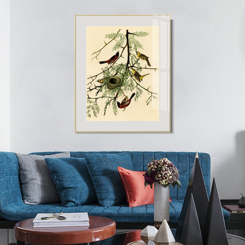 INVIN ART Metal Framed Canvas Giclee Print Orchard Oriole by John James Audubon Wall Art Living Room Home Office Decorations
