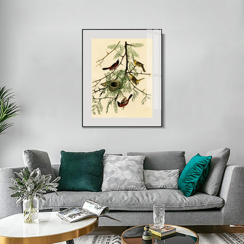 INVIN ART Metal Framed Canvas Giclee Print Orchard Oriole by John James Audubon Wall Art Living Room Home Office Decorations