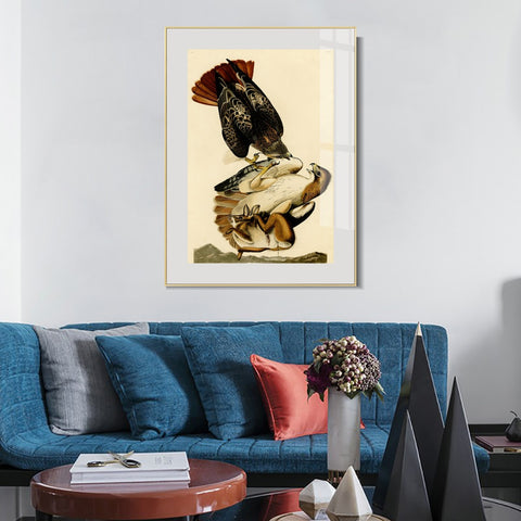INVIN ART Metal Framed Canvas Giclee Print Red tailed Hawk by John James Audubon Wall Art Living Room Home Office Decorations