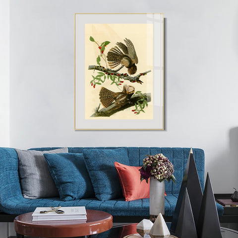 INVIN ART Metal Framed Canvas Giclee Print Chuck will's Widow by John James Audubon Wall Art Living Room Home Office Decorations