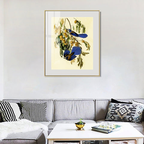 INVIN ART Metal Framed Canvas Giclee Print Florida Jay by John James Audubon Wall Art Living Room Home Office Decorations