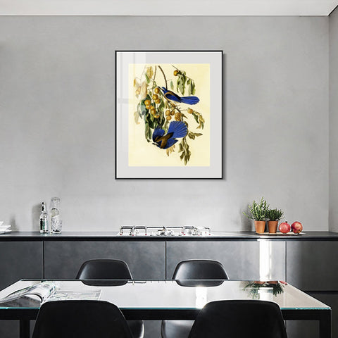INVIN ART Metal Framed Canvas Giclee Print Florida Jay by John James Audubon Wall Art Living Room Home Office Decorations