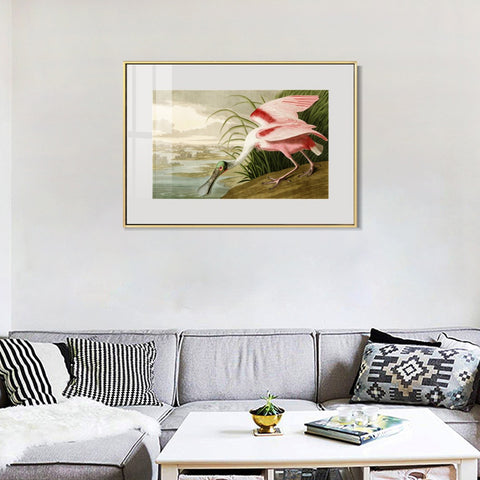 INVIN ART Metal Framed Canvas Giclee Print Roseate Spoonbill Bird by John James Audubon Wall Art Living Room Home Office Decorations