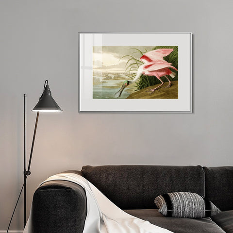 INVIN ART Metal Framed Canvas Giclee Print Roseate Spoonbill Bird by John James Audubon Wall Art Living Room Home Office Decorations