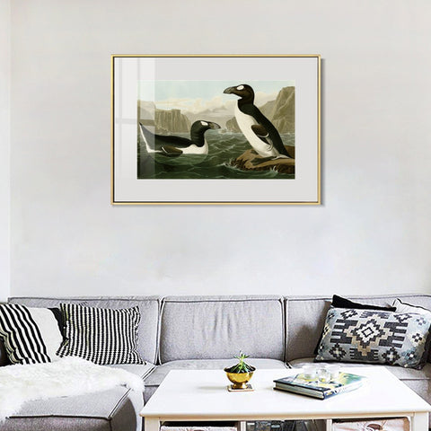 INVIN ART Metal Framed Canvas Giclee Print Great Auk by John James Audubon Wall Art Living Room Home Office Decorations