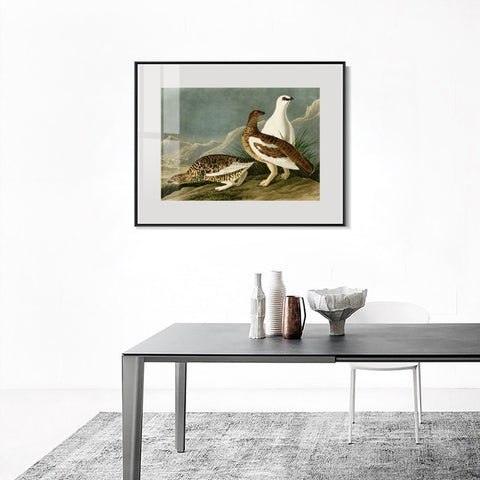 INVIN ART Metal Framed Canvas Giclee Print Rock Grous by John James Audubon Wall Art Living Room Home Office Decorations