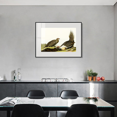 INVIN ART Metal Framed Canvas Giclee Print Cock of the Plains by John James Audubon Wall Art Living Room Home Office Decorations