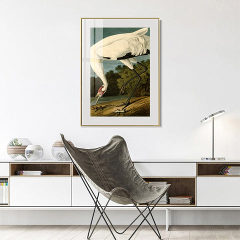 INVIN ART Metal Framed Canvas Giclee Print White Heron#83 by John James Audubon Wall Art Living Room Home Office Decorations