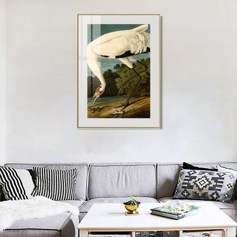 INVIN ART Metal Framed Canvas Giclee Print White Heron#83 by John James Audubon Wall Art Living Room Home Office Decorations