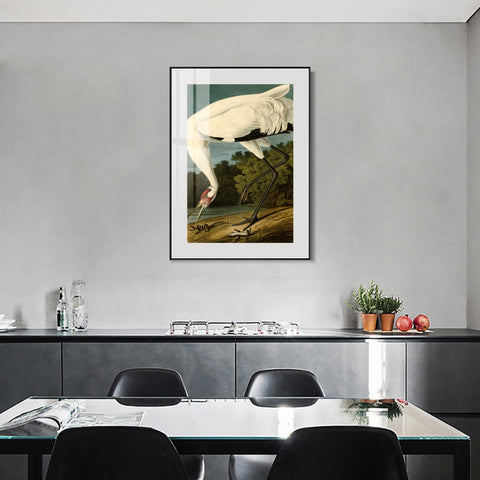 INVIN ART Metal Framed Canvas Giclee Print White Heron#83 by John James Audubon Wall Art Living Room Home Office Decorations