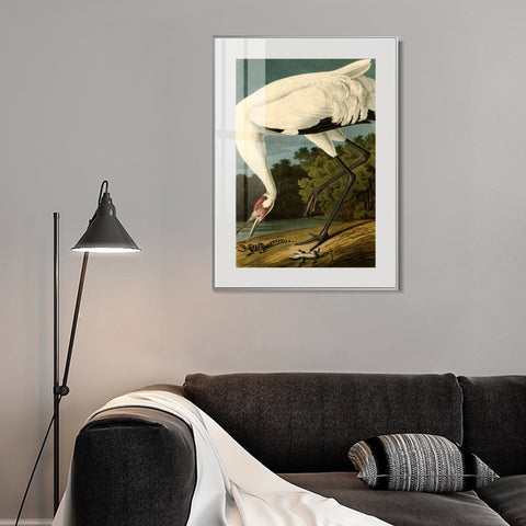 INVIN ART Metal Framed Canvas Giclee Print White Heron#83 by John James Audubon Wall Art Living Room Home Office Decorations