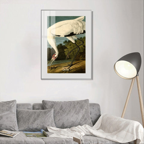 INVIN ART Metal Framed Canvas Giclee Print White Heron#83 by John James Audubon Wall Art Living Room Home Office Decorations