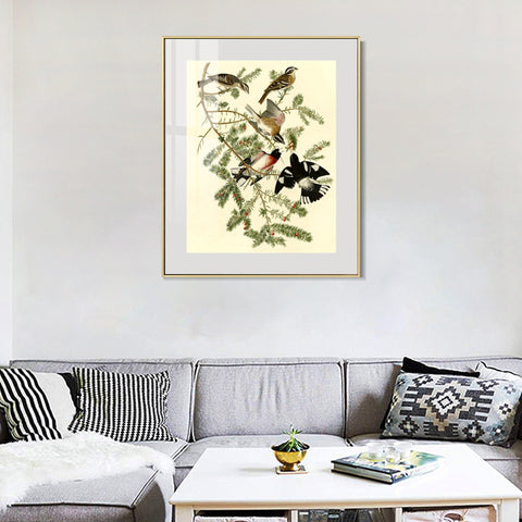 INVIN ART Metal Framed Canvas Giclee Print Rose breasted Grosbeak by John James Audubon Wall Art Living Room Home Office Decorations