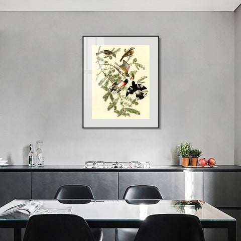 INVIN ART Metal Framed Canvas Giclee Print Rose breasted Grosbeak by John James Audubon Wall Art Living Room Home Office Decorations
