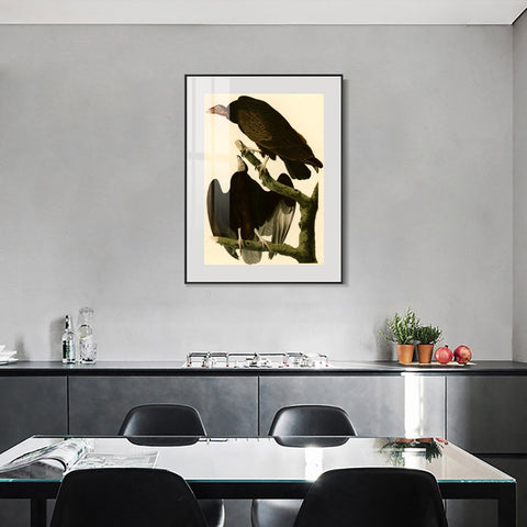 INVIN ART Metal Framed Canvas Giclee Print Turkey Buzzard by John James Audubon Wall Art Living Room Home Office Decorations
