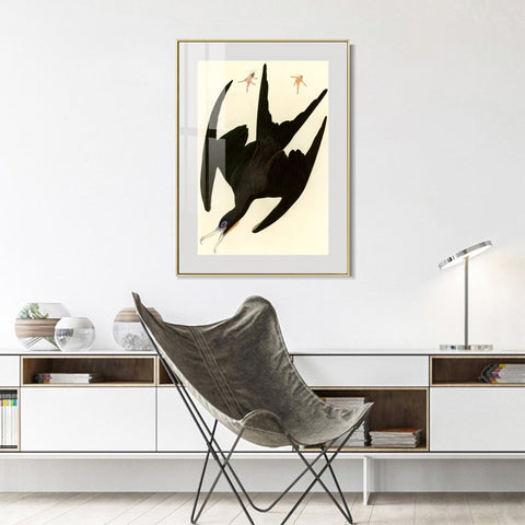 INVIN ART Metal Framed Canvas Giclee Print Frigate Pelican by John James Audubon Wall Art Living Room Home Office Decorations