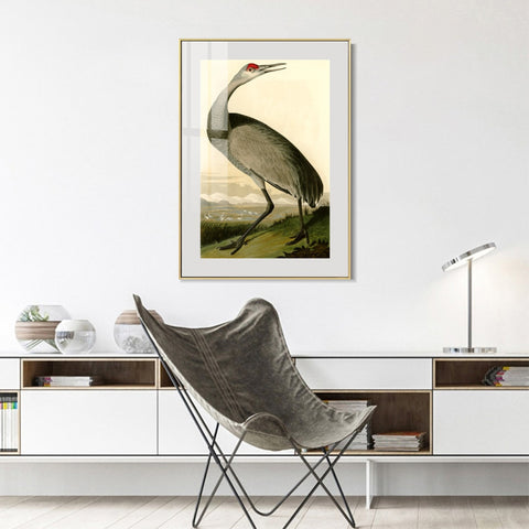 INVIN ART Metal Framed Canvas Giclee Print Hooping Crane by John James Audubon Wall Art Living Room Home Office Decorations