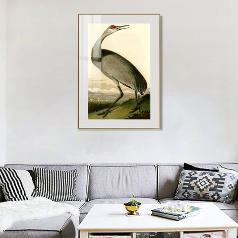 INVIN ART Metal Framed Canvas Giclee Print Hooping Crane by John James Audubon Wall Art Living Room Home Office Decorations