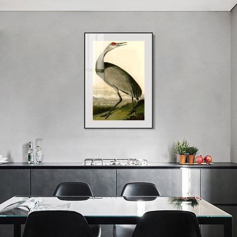 INVIN ART Metal Framed Canvas Giclee Print Hooping Crane by John James Audubon Wall Art Living Room Home Office Decorations