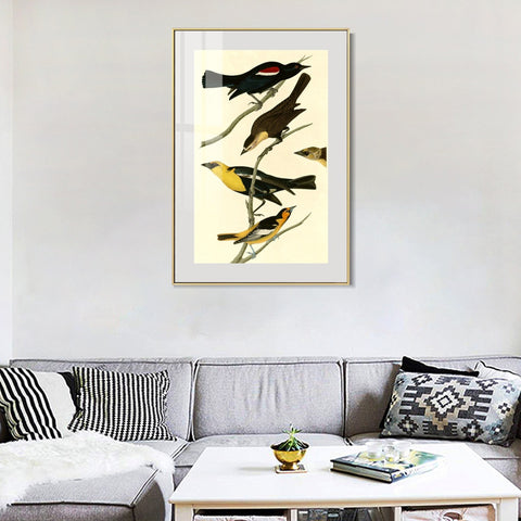 INVIN ART Metal Framed Canvas Giclee Print Yellow headed Troopial by John James Audubon Wall Art Living Room Home Office Decorations