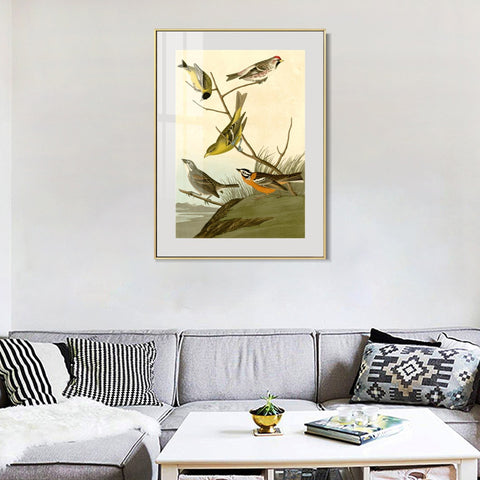 INVIN ART Metal Framed Canvas Giclee Print  Mealy Red poll by John James Audubon Wall Art Living Room Home Office Decorations