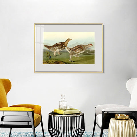 INVIN ART Metal Framed Canvas Giclee Print Sharp tailed Grous by John James Audubon Wall Art Living Room Home Office Decorations