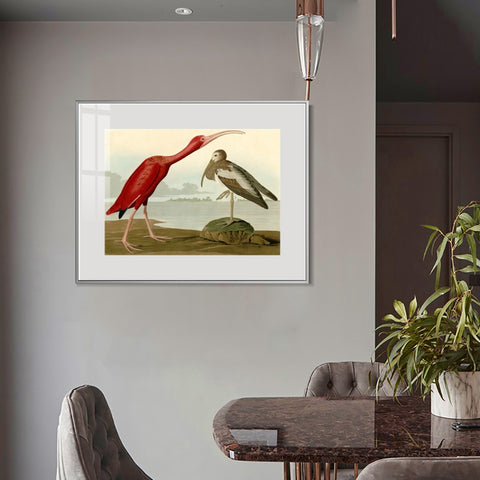 INVIN ART Metal Framed Canvas Giclee Print Scarlet Ibis by John James Audubon Wall Art Living Room Home Office Decorations