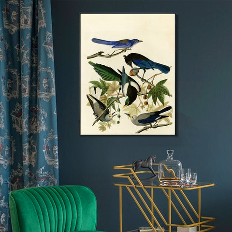 INVIN ART Framed Canvas Giclee Print Series#124 by John James Audubon Wall Art Living Room Home Office Decorations
