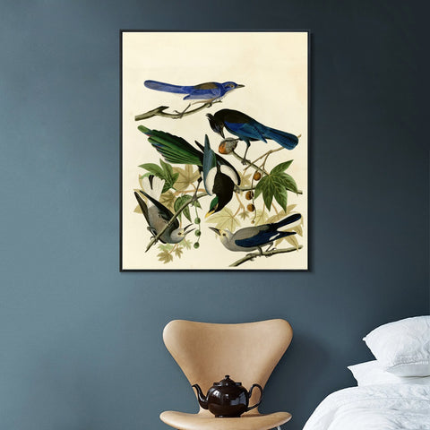 INVIN ART Framed Canvas Giclee Print Series#124 by John James Audubon Wall Art Living Room Home Office Decorations