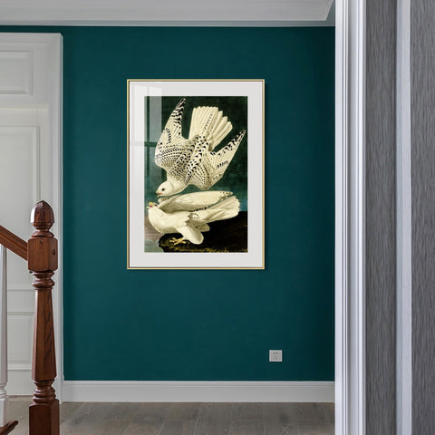 INVIN ART Metal Framed Canvas Giclee Print Iceland or Jer Falcon by John James Audubon Wall Art Living Room Home Office Decorations