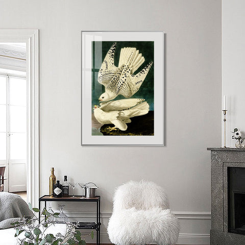 INVIN ART Metal Framed Canvas Giclee Print Iceland or Jer Falcon by John James Audubon Wall Art Living Room Home Office Decorations