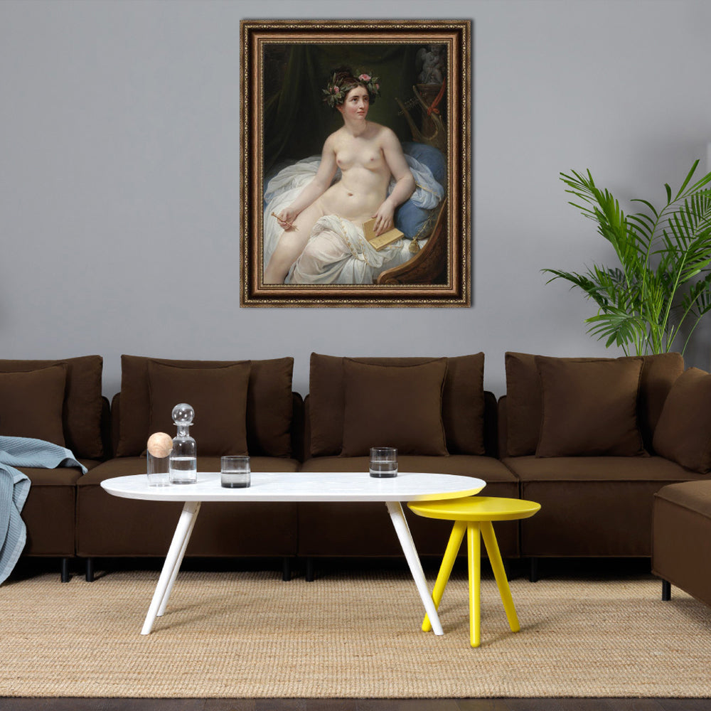 INVIN ART Framed Canvas Art Giclee Print The Poetess Sappho by Jacques Louis David Wall Art